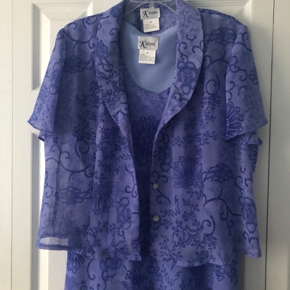 K Studio 2-Piece Purple Print Dress sz 14 - Picture 2 of 14
